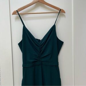 Dress the Population Emmet Large Gathered Crepe Wide Leg Jumpsuit Pine Green